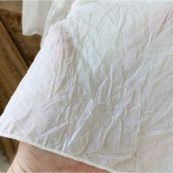 Soft Surroundings Blouse Top Sz L White Lace Trim Flounce Sleeve V-Neck Feminine - Picture 6 of 13